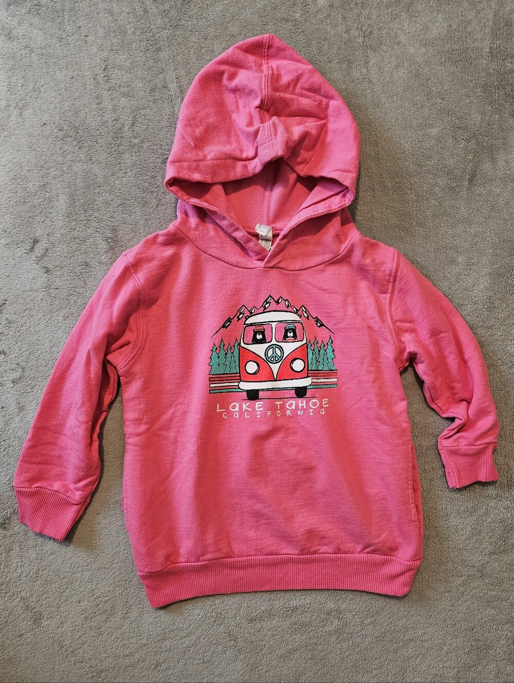 Pink Lake Tahoe Hoodie Bears In Van Graphic Size 4